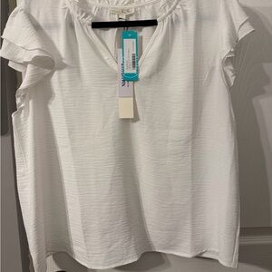 Nine Britton White Blouse with Ruffled Sleeves